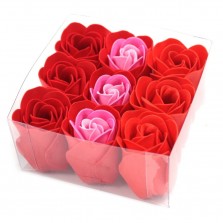 Caixa 9 flores de sabão Rosas Vermelhas