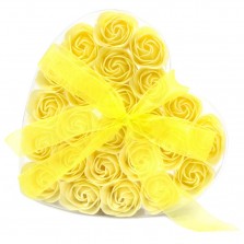 Coração 24 flores de sabão Rosas Amarelas